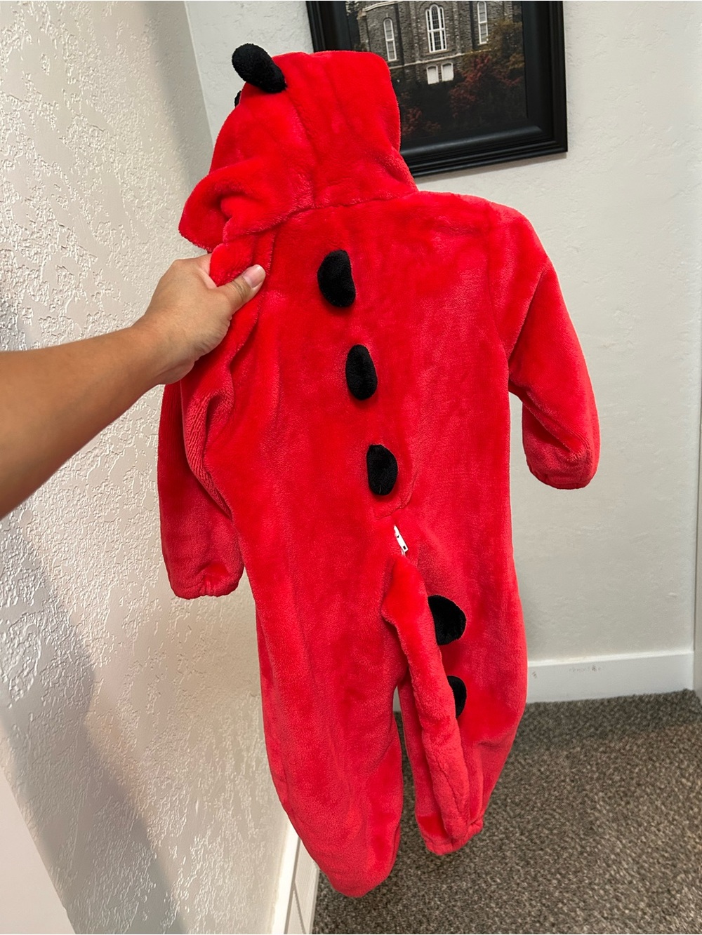 Kids Red Dino Plush Hooded warm Costume (18 months) - Picture 2 of 3